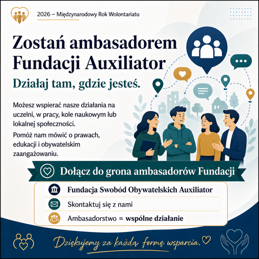 Zostań ambasadorem Fundacji Auxiliator